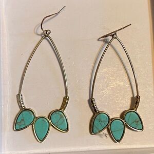 Lucky brand Turquoise and Gold Dangly Earrings